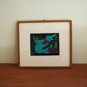 mola art frame (dolphin / brown L)