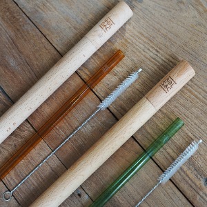 pocket glass straw (green / orange)