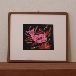 mola art frame (fish / rose L)