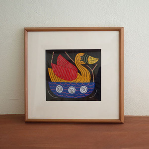 mola art frame (duck / yellow)