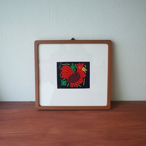 mola art frame (chicken / orange)