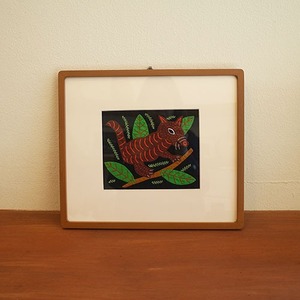 mola art frame (squirrel / brown L)