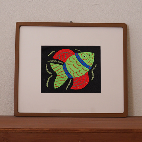 mola art frame (fish / green L)