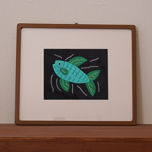 mola art frame (fish / mint L)